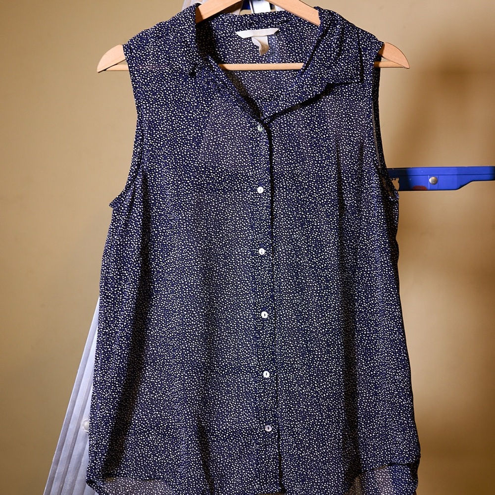 H&M Dark Blue Sleeveless Blouse